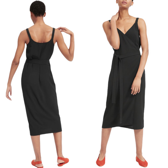 Everlane Dresses & Skirts - EVERLANE Black Japanese GoWeave Tank Wrap Dress 2